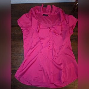 Banana Republic Vibrant Pink Blouse with Ruffle Detail
